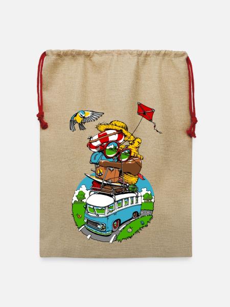 all around the world II - Jute Weihnachtssack - Beige