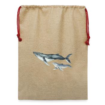 Whales, Wal Design - Jute Weihnachtssack  - Beige - Vorne