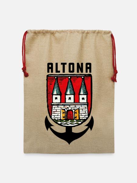 Hamburg Altona Wappen - Altona Flagge - Jute Weihnachtssack - Beige