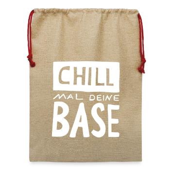 retro T-Shirt Chill mal deine Base - Jute Weihnachtssack  - Beige - Vorne