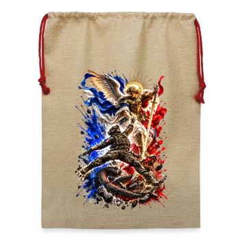 St. Michael der Beschützer - Jute Weihnachtssack  - Beige - Vorne