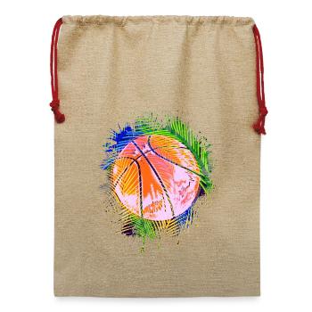 Bunter Basketball - Basketballer Retro Streetball - Jute Weihnachtssack  - Beige - Vorne