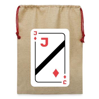 Karo Bube Spielkarte Pokerkarte - Jute Weihnachtssack  - Beige - Vorne