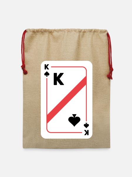 Pik König Spielkarte Pokerkarte - Jute Weihnachtssack - Beige