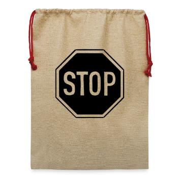Stop-Zeichen - Jute Weihnachtssack  - Beige - Vorne