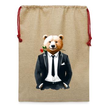 Gentlebär – Eleganter Bär im Anzug (FaunaFeels) - Jute Weihnachtssack  - Beige - Vorne