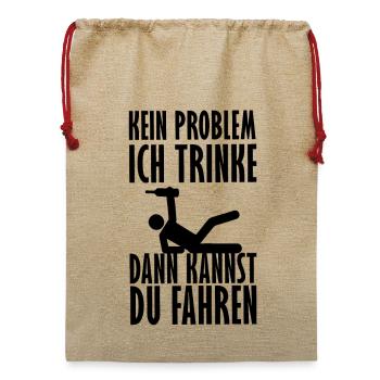 Großzügiger Trinker - Jute Weihnachtssack  - Beige - Vorne