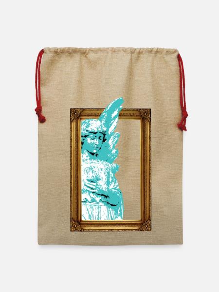 Gerahmter Engel - Jute Weihnachtssack - Beige