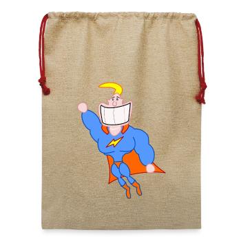 Lustiger Superheld - Jute Weihnachtssack  - Beige - Vorne