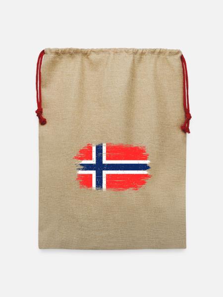 Norwegische Nordische Pinselflagge - Jute Weihnachtssack  - Beige