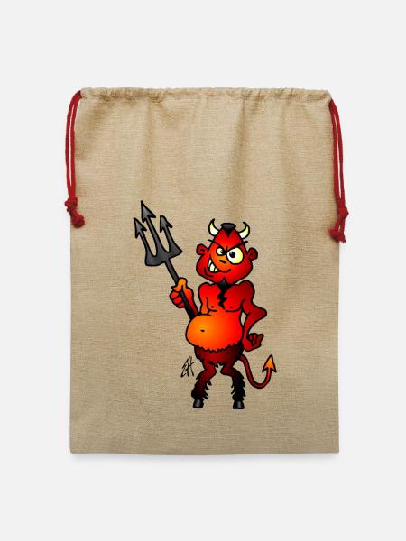 Dicker roter Teufel - Jute Weihnachtssack - Beige