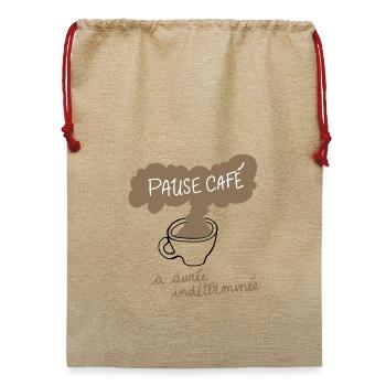 Unbestimmte Kaffeepause - Jute Weihnachtssack  - Beige - Vorne