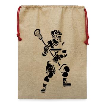 Lacrosse Spieler Pixel Grafik - Jute Weihnachtssack  - Beige - Vorne