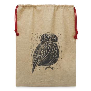 Nacht-Eulenzeichnung - Jute Weihnachtssack  - Beige - Vorne