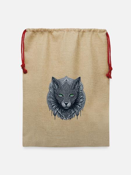 Totem der Katze - Jute Weihnachtssack - Beige