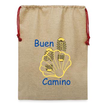Buen Camino Muschel mit Reifenprofil - Jute Weihnachtssack  - Beige - Vorne