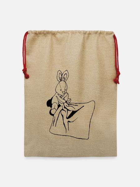 Hase mit Kuscheldecke - Jute Weihnachtssack  - Beige