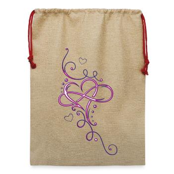 Herz Tribal mit Unendlichkeitsschleife, infinity - Jute Weihnachtssack  - Beige - Vorne