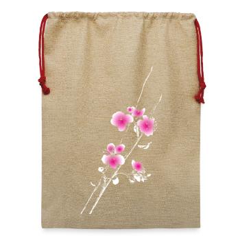 Kirschblüten Blüten Zweig Ast - Jute Weihnachtssack  - Beige - Vorne
