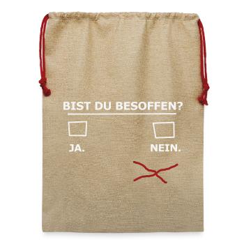 Bier Besoffen - Jute Weihnachtssack  - Beige - Vorne