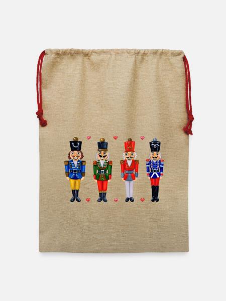 VIER LUSTIGE NUSSKNACKER - Jute Weihnachtssack - Beige
