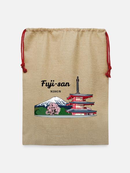 Berg Fuji, Japan, Pagode - Jute Weihnachtssack  - Beige