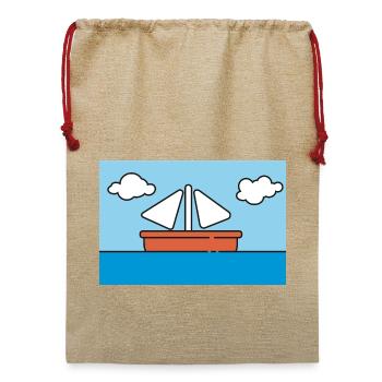 Wandbild Segelboot - Jute Weihnachtssack  - Beige - Vorne