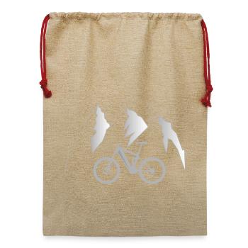e Mountainbike, Alpen Trail - Jute Weihnachtssack  - Beige - Vorne