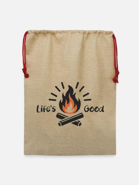 Life's Good - Jute Weihnachtssack - Beige