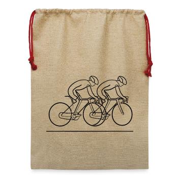 Fahrradfahrer Strichzeichnung - Jute Weihnachtssack  - Beige - Vorne