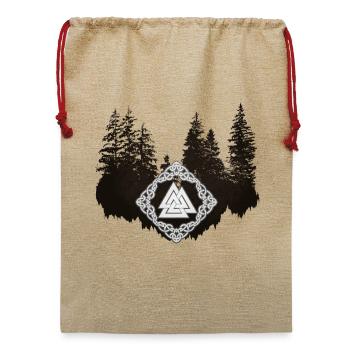 Valknut Wikinger Germanen Knoten Wald Bäume - Jute Weihnachtssack  - Beige - Vorne