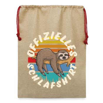 Faultier - Jute Weihnachtssack  - Beige - Vorne