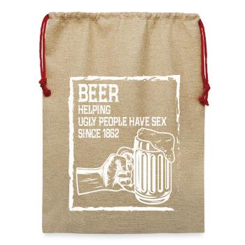 Biertrinker Bier Trinken Sauftour Männer - Jute Weihnachtssack  - Beige - Vorne