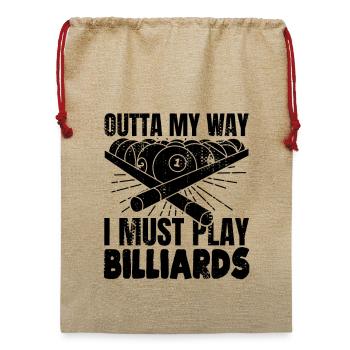 Lustiger Billardspieler - Jute Weihnachtssack  - Beige - Vorne