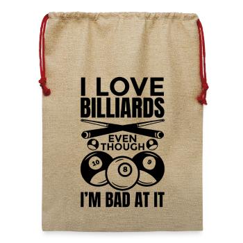 Lustiger Billardspieler - Jute Weihnachtssack  - Beige - Vorne
