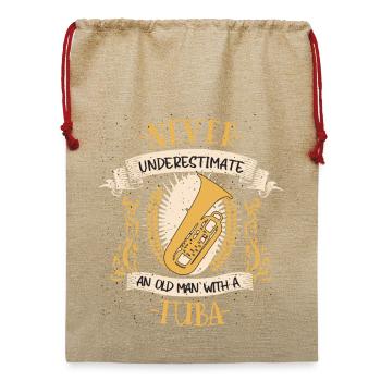 Tuba Musiker Instrument Blasmusik Geschenk - Jute Weihnachtssack  - Beige - Vorne