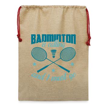 Badminton Witz - Jute Weihnachtssack  - Beige - Vorne