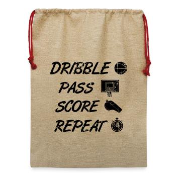 Dribbeln Passen Punkten Wiederholen - Jute Weihnachtssack  - Beige - Vorne