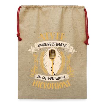 Sänger Musiker Singen Mikrofon Geschenk - Jute Weihnachtssack  - Beige - Vorne
