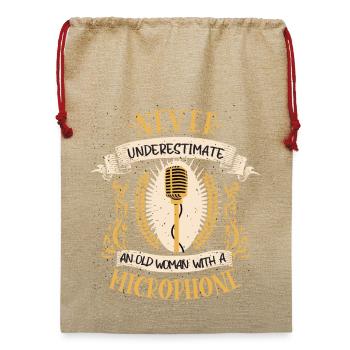 Sängerin Musikerin Singen Mikrofon Geschenk - Jute Weihnachtssack  - Beige - Vorne