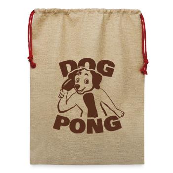 Hunde Ping Pong - Jute Weihnachtssack  - Beige - Vorne