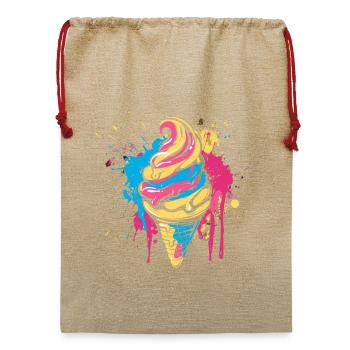 Eiswaffel Farbklecks - Jute Weihnachtssack  - Beige - Vorne