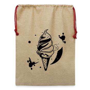 Eiscreme Grafik - Jute Weihnachtssack  - Beige - Vorne