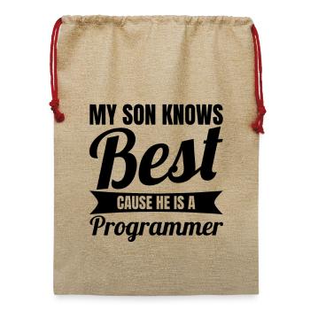 Programmierer Sohn - Jute Weihnachtssack  - Beige - Vorne