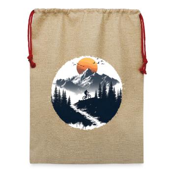 Fahrradfahrer Illustration - Jute Weihnachtssack  - Beige - Vorne
