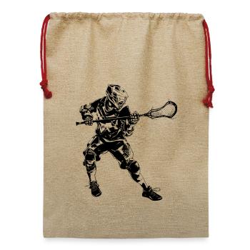 Lacrossespieler - Jute Weihnachtssack  - Beige - Vorne
