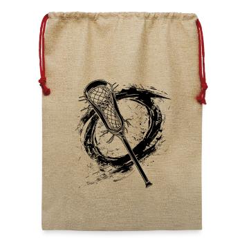 Lacrosse Schläger - Jute Weihnachtssack  - Beige - Vorne