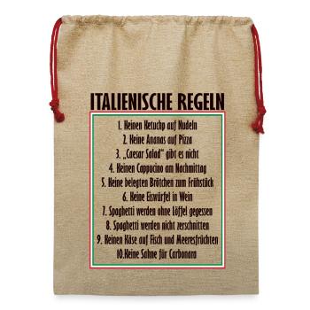 Italienisch, typisch, Italien - Jute Weihnachtssack  - Beige - Vorne