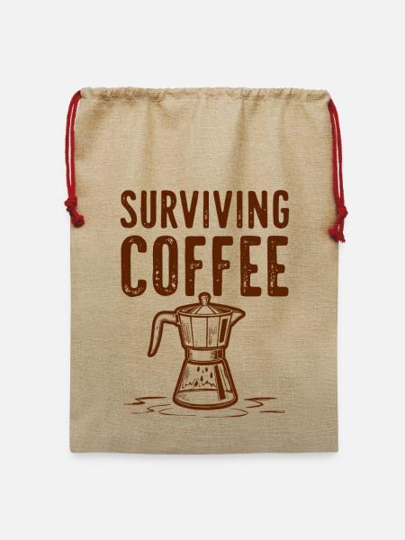 Surviving Coffee - Kaffeeliebe                     - Jute Weihnachtssack  - Beige