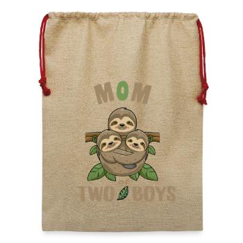 Mutter von zwei Männern – lustige und originelle Geschenkidee - Jute Weihnachtssack  - Beige - Vorne